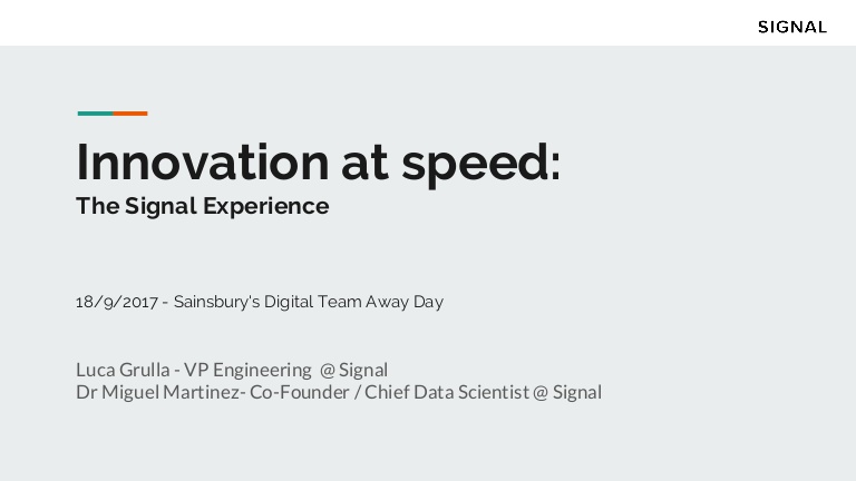 Innovation at speed